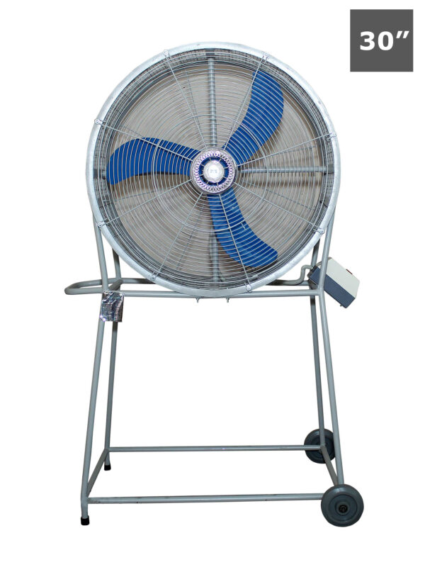 Moveable Two Tyre Trolley Type Industrial Air Supply Fan 30 Inch with 3 Wings